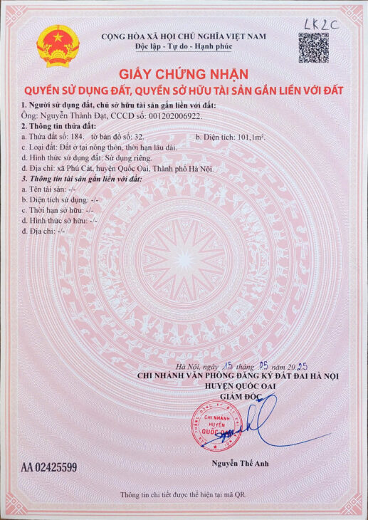 Đất nền Láng Hòa Lạc 100m2 giá 2.25 tỷ – gần trục Đại lộ Thăng Long, đầu tư sinh lời Nguyễn Hùng