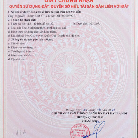 Đất nền Láng Hòa Lạc giá 2.9 tỷ diện tích 100m2 pháp lý minh bạch – Nguyễn Hùng BĐS – 0989333012