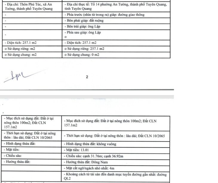 Bán gấp đất phường An Tưởng, TP Tuyên Quang, 257.1m2, MT 13m, miễn TG