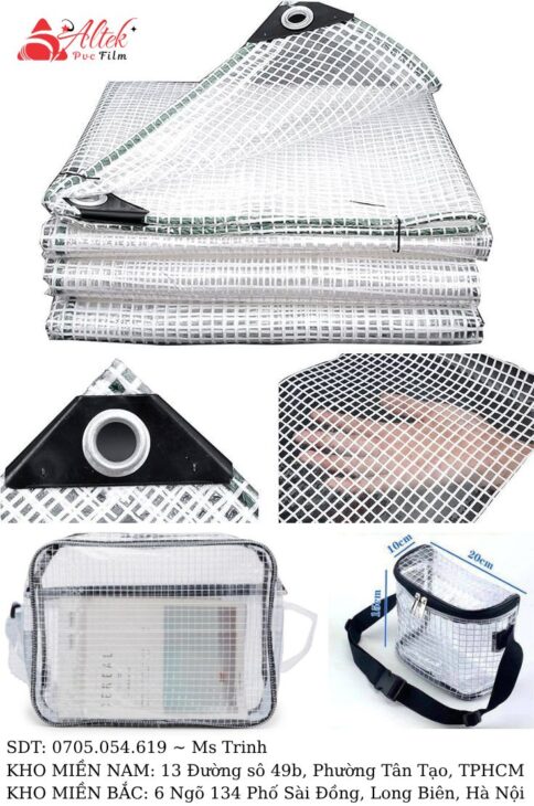 Cuộn nhựa pvc ô lưới 5mm sợi gia cường