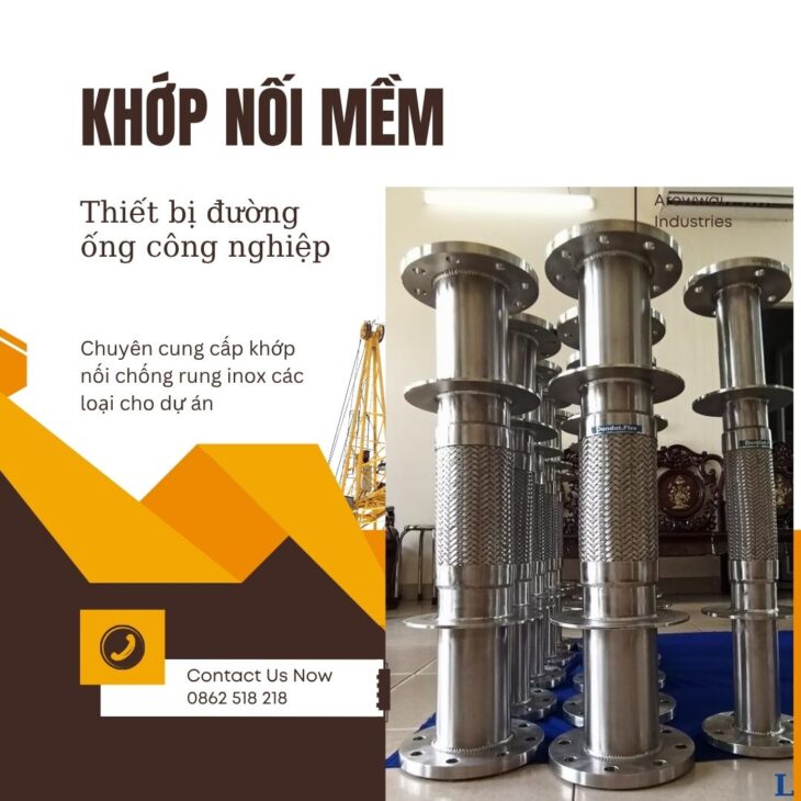 Khớp nối mềm inox chống rung, khớp chống rung, khớp nối giảm chấn inox, khop noi mem inox