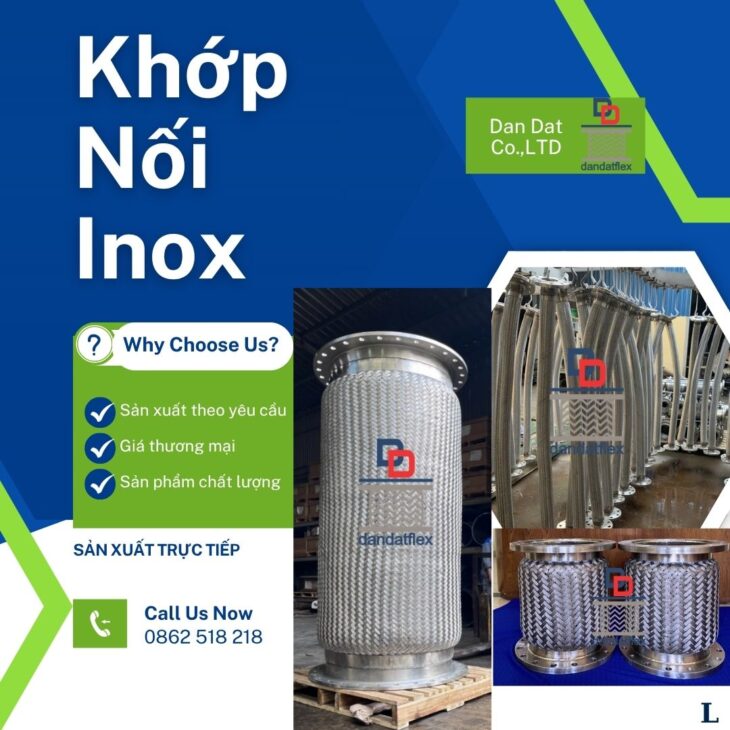 Khớp nối mềm inox chống rung, khớp chống rung, khớp nối giảm chấn inox, khop noi mem inox
