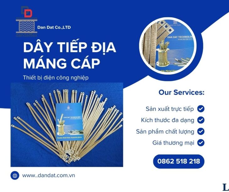 Dây đồng bện mạ thiếc dùng làm tiếp địa máng cáp, khớp nối mềm busway, thanh nối đồng mềm 25mm2