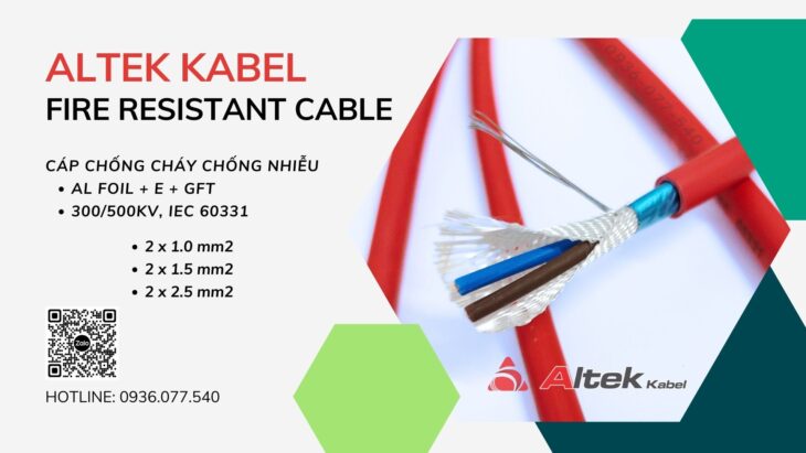 Cáp chống cháy, chống nhiễu 2×1.5mm2 – Cáp Altek Kabel giá tốt, hàng sẵn kho