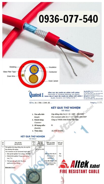 Cáp chống cháy, chống nhiễu 2×1.5mm2 – Cáp Altek Kabel giá tốt, hàng sẵn kho