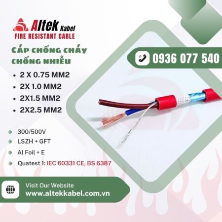 Cáp chống cháy, chống nhiễu 2×1.5mm2 – Cáp Altek Kabel giá tốt, hàng sẵn kho