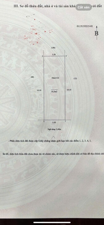 Bán Nhà Xuân Thuỷ – Ngõ Thông – Diện Tích 34m2 4 tầng mặt tiền 3.3m Giá 9.35 tỷ.