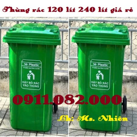 Cung cấp thùng rác giá rẻ uy tín, thùng rác 120l 240l nắp kín đủ màu- lh 0911082000