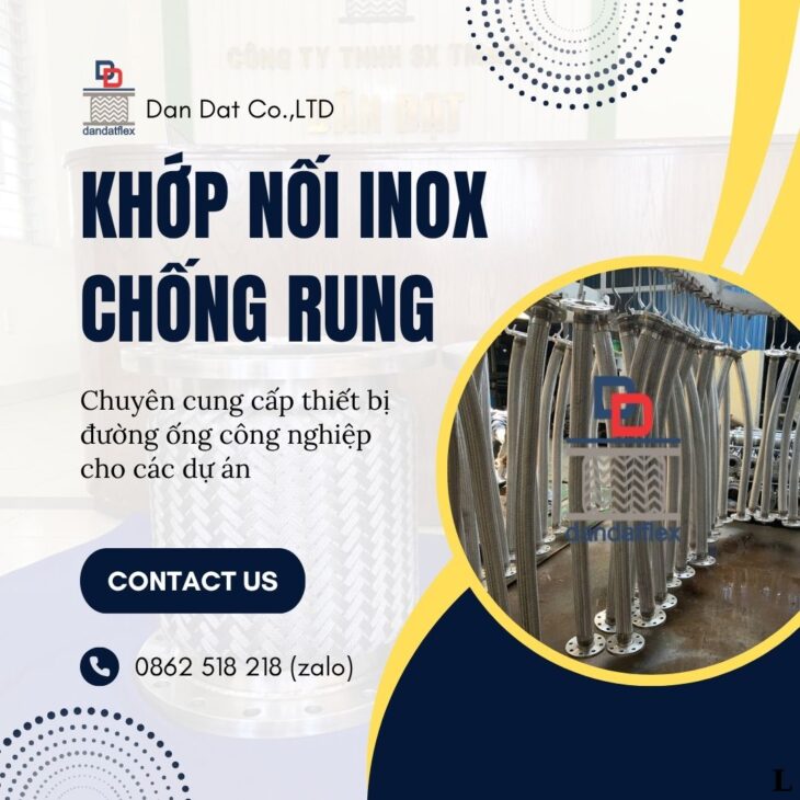 Khớp nối mềm inox chống rung, khớp chống rung, khớp nối giảm chấn inox, khop noi mem inox