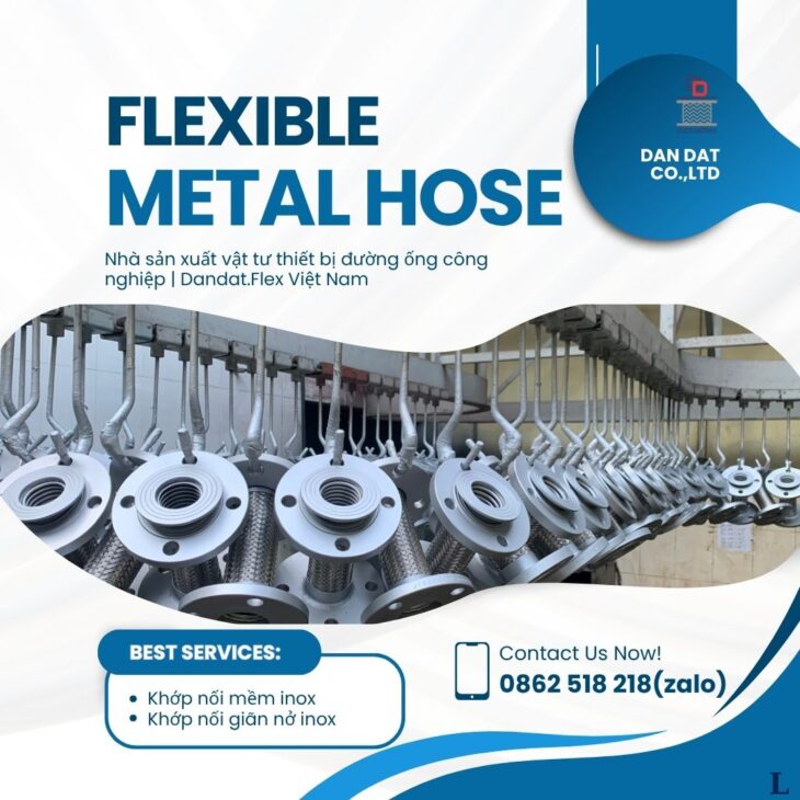 Khớp nối mềm inox chống rung, khớp nối mềm nối bích, khớp giảm chấn, ống mềm inox chịu nhiệt DN20