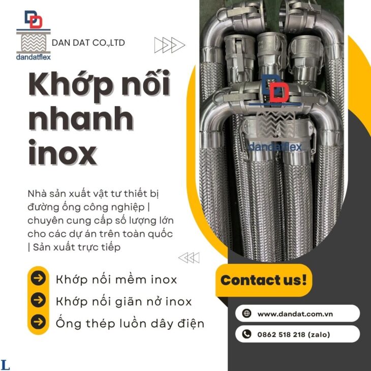 Khớp nối nhanh inox, khớp nối mềm inox nối bích nối ren, khớp nối mềm nối bích, ống nối mềm inox