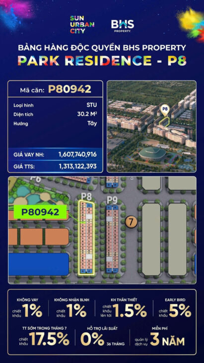 Căn hộ studio – tòa P8 dự án Sun Urban City Hà Nam (P80942)