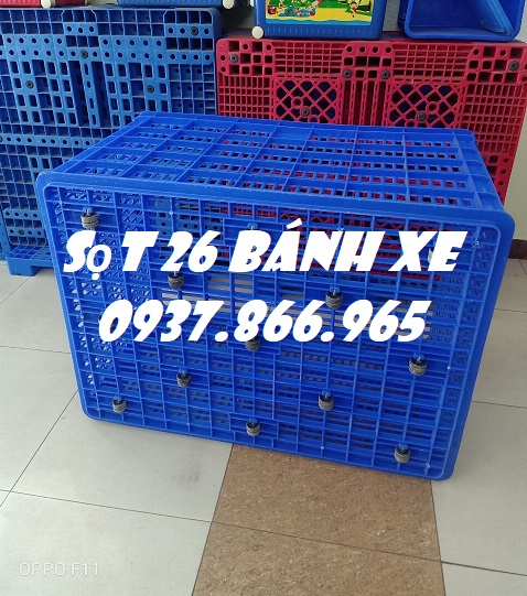 Sóng nhựa 26 bánh xe giá tốt, sóng nhựa đẩy hàng trong xí nghiệp, bán sọt nhưa kích thước lớn toàn q