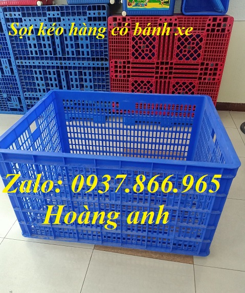 Sóng nhựa 26 bánh xe giá tốt, sóng nhựa đẩy hàng trong xí nghiệp, bán sọt nhưa kích thước lớn toàn q