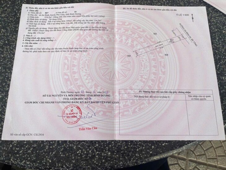 Bán Đất Phú Giáo Bình Dương 250m2, 100m2 thổ cư, đầu tư chỉ từ 250 triệu