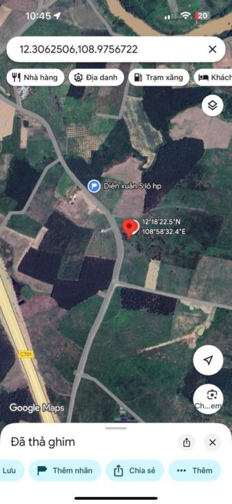 Bán đất Diên Đồng, Diên Khánh, Khánh Hòa – 3666m2 – 1.9 tỷ – Sổ đỏ