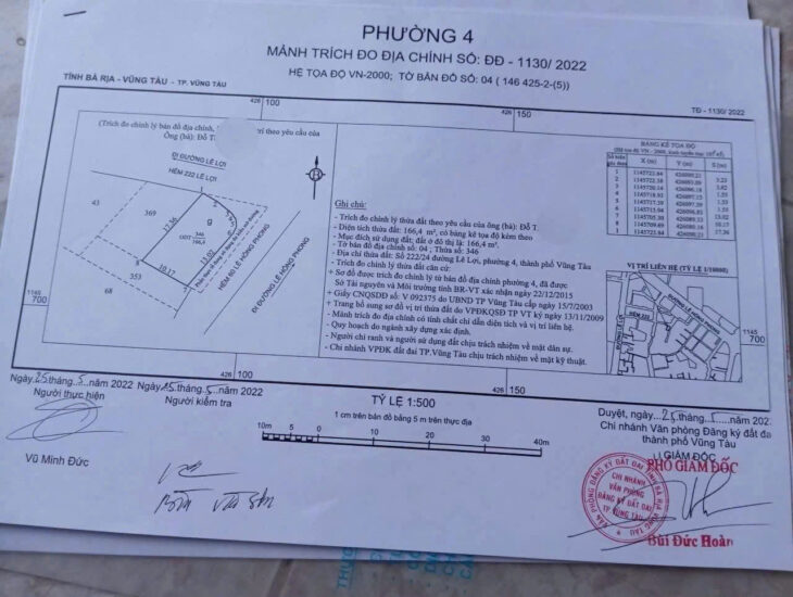 Bán lô đất Biệt thự căn góc 2 mặt tiền đường nội bộ đường Lê Hồng Phong P. Vũng Tàu.