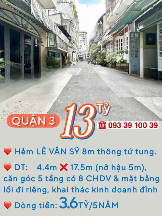 BÁN NHÀ KẾ Q1- Q3- Q4- Q10 – DOANH THU: 3.6 TỶ/5 NĂM- CAO 5 TẦNG HƠN 8 PHÒNG ĐỦ NỘI THẤT: tử 8 tỷ
