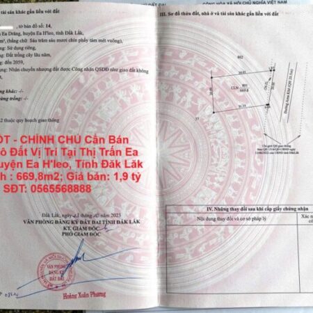 GIÁ TỐT – CHÍNH CHỦ Cần Bán Nhanh Lô Đất Vị Trí Tại Huyện Ea H’leo, Tỉnh Đăk Lăk