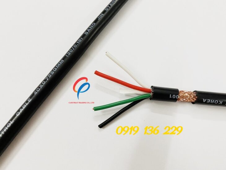 Cáp điều khiển sangjin 4×0.5 có lưới chống nhiễu
