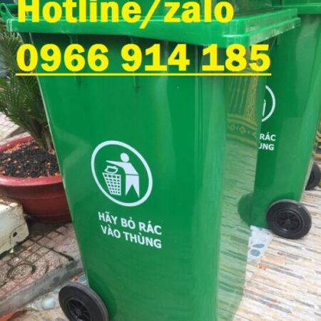 Thùng rác xanh 240 lít nhựa HDPE 2 bánh đặc