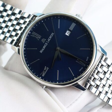 Đồng Hồ Nam : Maurice lacroix eliros date – mặt xanh Navy, dây thép – Size 40mm