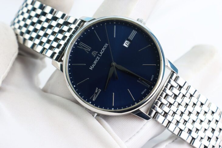 Đồng Hồ Nam : Maurice lacroix eliros date – mặt xanh Navy, dây thép – Size 40mm