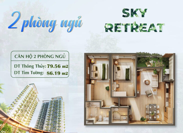 Căn hộ 2PN Eco Retreat Ecopark Long An giá gốc CĐT 4,3 tỷ (gồm VAT+KPBT), view biệt thự đảo