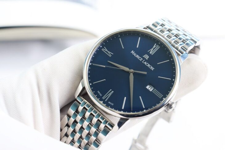 Đồng Hồ Nam : Maurice lacroix eliros date – mặt xanh Navy, dây thép – Size 40mm