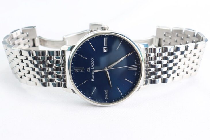 Đồng Hồ Nam : Maurice lacroix eliros date – mặt xanh Navy, dây thép – Size 40mm