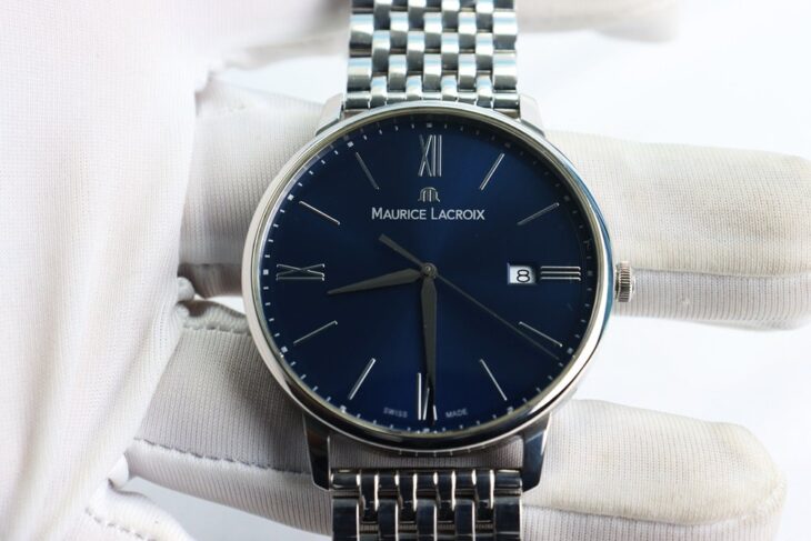 Đồng Hồ Nam : Maurice lacroix eliros date – mặt xanh Navy, dây thép – Size 40mm