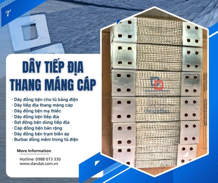 Dây đồng bện tiếp địa/ Dây đồng bện mạ thiếc/ Dây đồng bện tiếp địa cho thang máng cáp