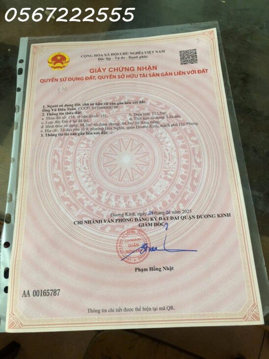 Chính chủ bán mảnh đất vuông vắn, vị trí đẹp Tại Tổ 9 Hoà Nghĩa – Dương Kinh.