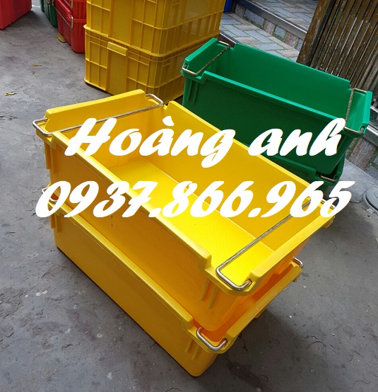Thùng nhựa a2, khay nhựa bít có quai sắt 2 bên, thùng đặc cơ khí, khay nhựa