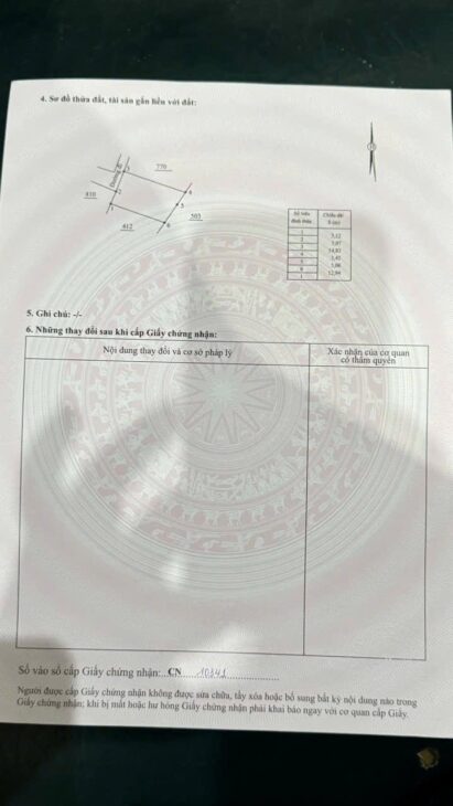 BÁN LÔ ĐẤT ĐƯỜNG Ô TÔTỔ 4 DIÊN LẠC 114m2 GIÁ CHỈ 820tr (Tl)