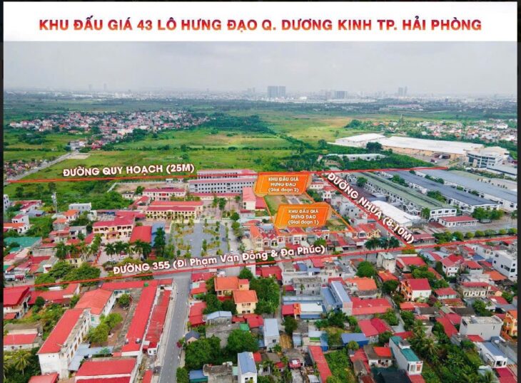 Bán đất khu đấu giá 43 lô trung tâm phường Hưng Đạo, Dương Kinh