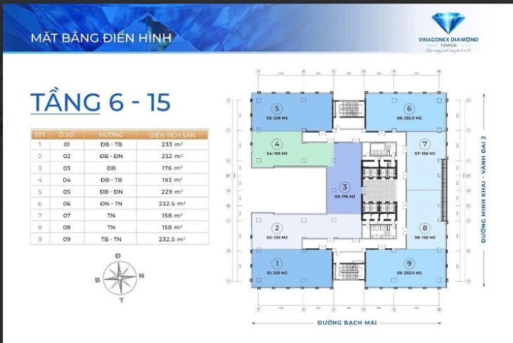 CHO THUÊ VĂN PHÒNG TẦNG 9 – TÒA VINACONEX CHỢ MƠ