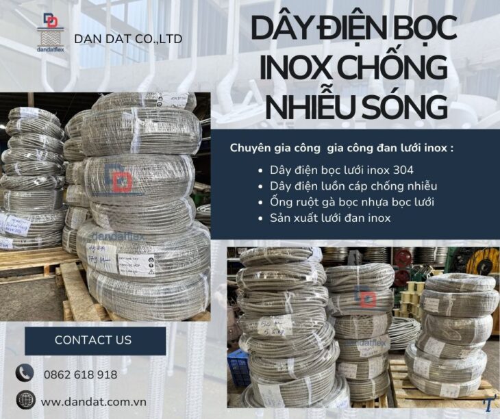 Dây điện bọc inox/ Dây điện bọc lưới inox 304/ Dây điện bọc lưới inox chống nhiễu sóng