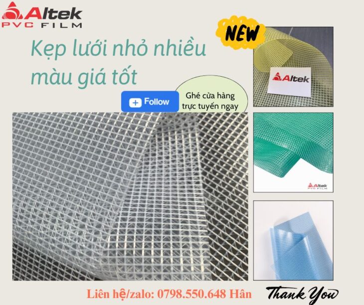 MÀNG NHỰA PVC KẸP LƯỚI NHỎ NHIỀU MÀU