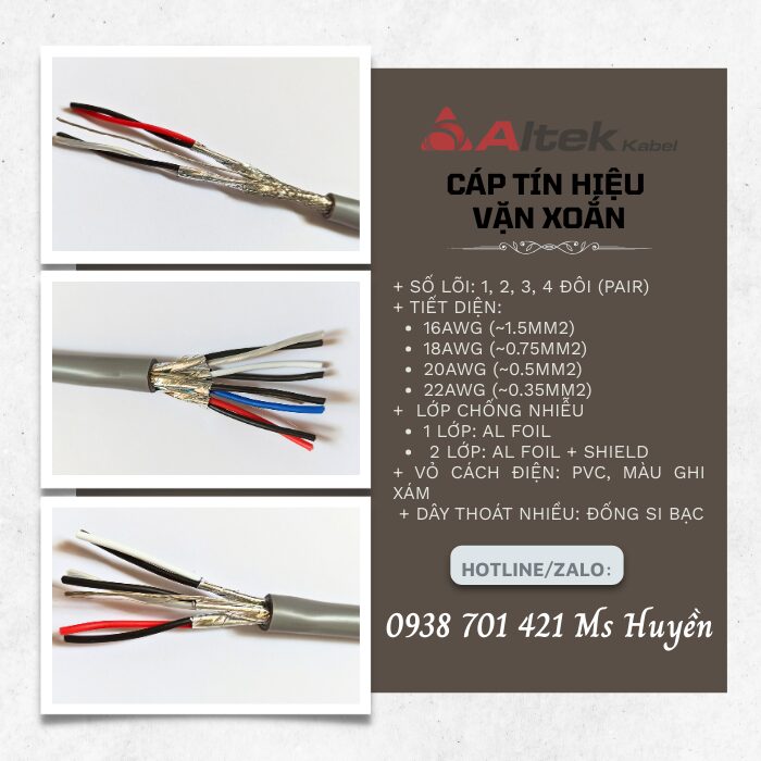 Cáp Tín Hiệu Vặn Xoắn Chống Nhiễu 1 Pair