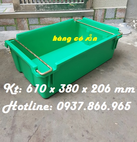 Thùng nhựa a2, khay nhựa bít có quai sắt 2 bên, thùng đặc cơ khí, khay nhựa