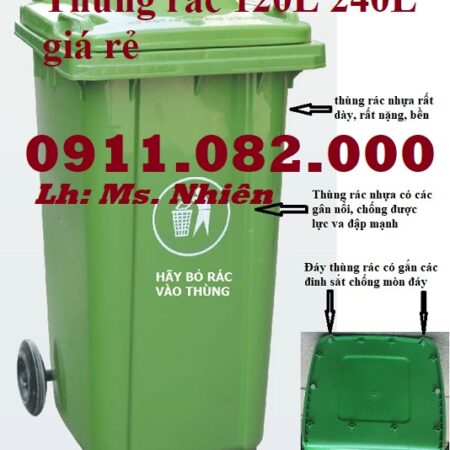 Thùng rác nhựa, thùng thu gom rác giá rẻ- thùng rác công cộng 120l, 240l, 660- lh 0911082000