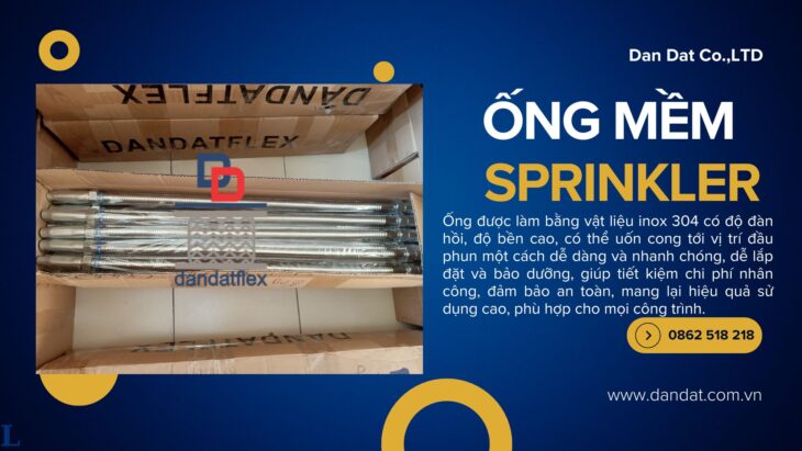 Ống mềm nối đầu phun chữa cháy DN20, Dây cấp nước đầu phun, khớp nối mềm sprinkler