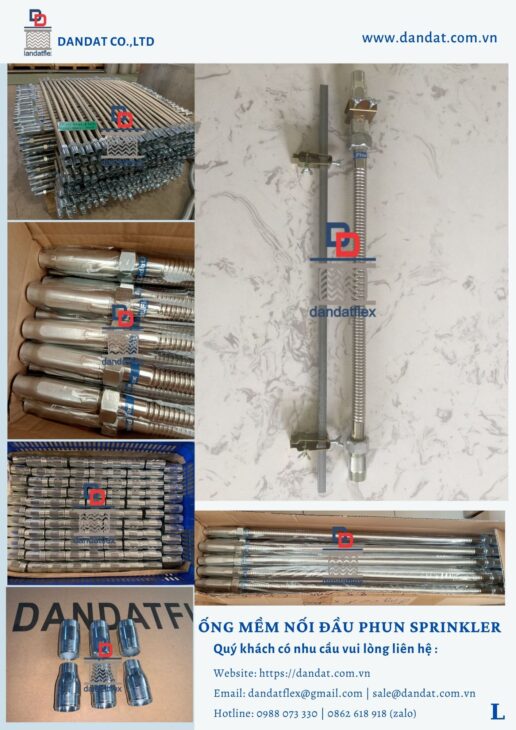 Ống mềm nối đầu phun chữa cháy DN20, Dây cấp nước đầu phun, khớp nối mềm sprinkler