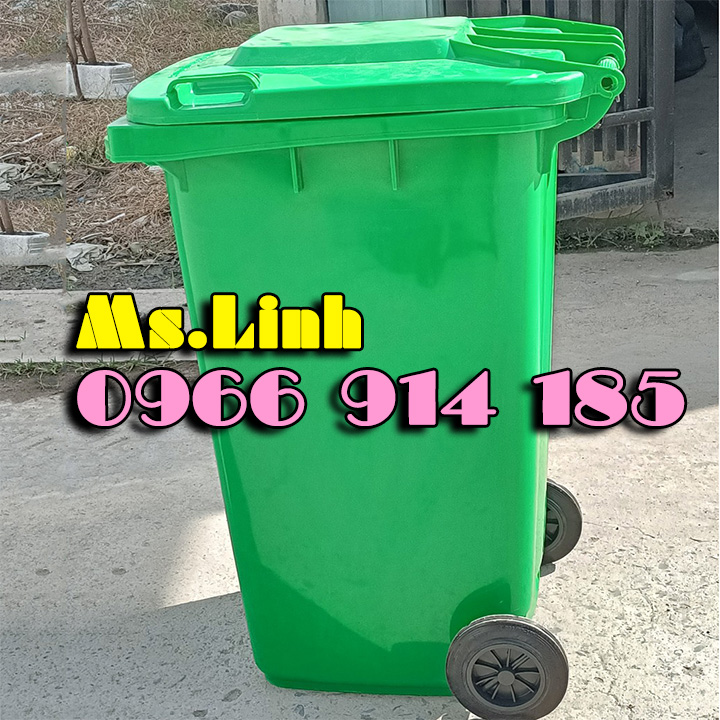 Thùng rác xanh 240 lít nhựa HDPE 2 bánh đặc