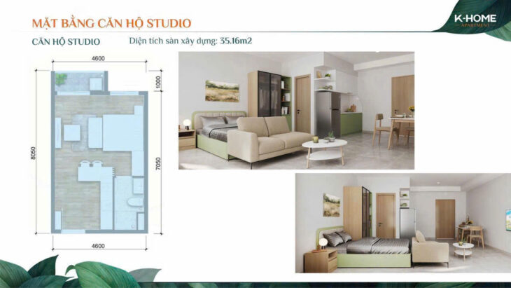 Studio K-Home Apartment 808 triệu – căn hộ nhỏ gọn, tiện nghi, phù hợp người trẻ