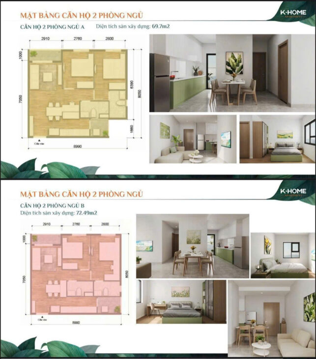 2 phòng ngủ, ban công rộng, thiết kế chuẩn Singapore