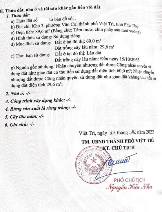 Cần bán đất tại Vân Cơ – TP. Việt Trì, Phú Thọ