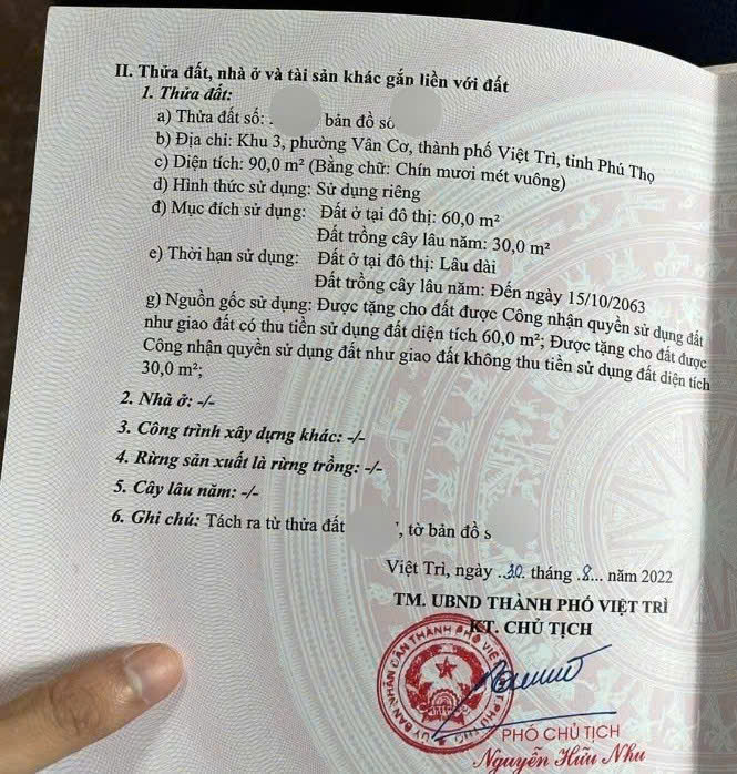 Cần bán đất tại Vân Cơ – TP. Việt Trì, Phú Thọ