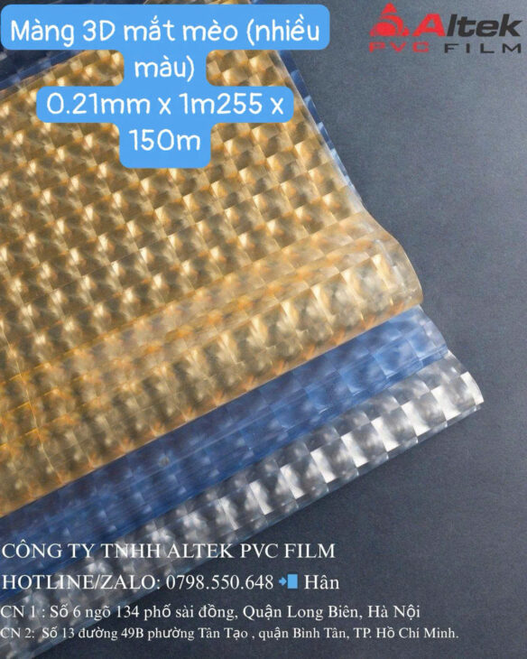 Màng pvc dẻo 3D mắt mèo nhiều màu giá tốt